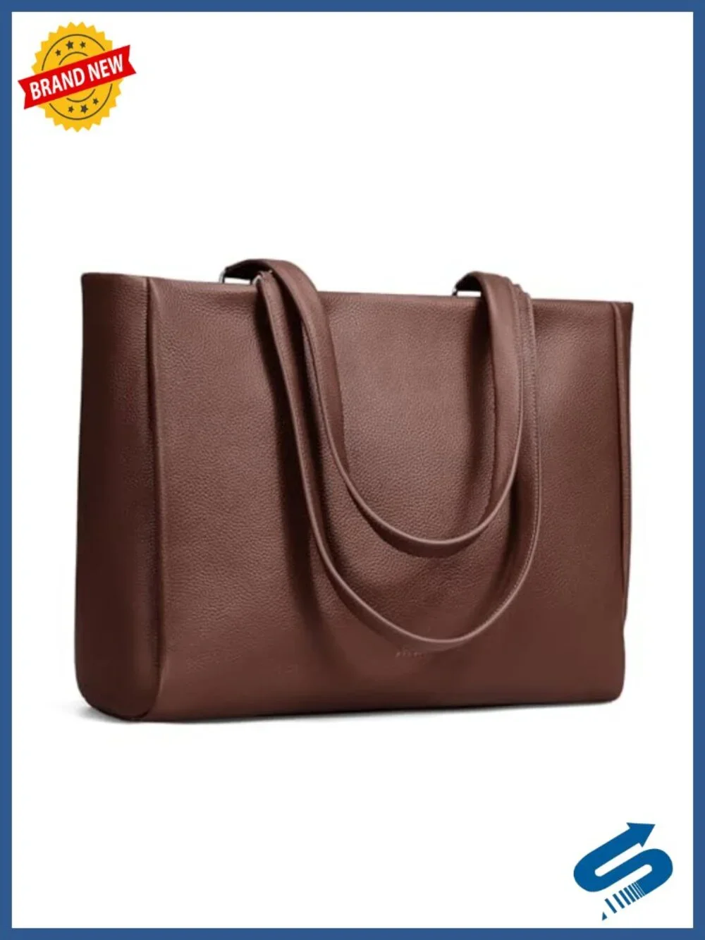 Genuine Leather Work Laptop Tote Bag with 15.6
